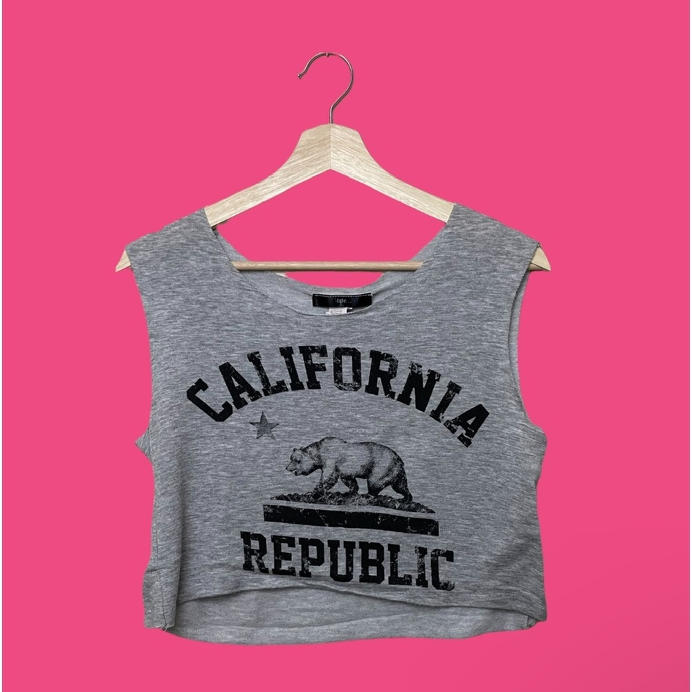 3 for $12 Heather Grey ‘California Republic’ Women’s Crop Muscle Tee